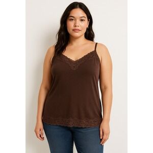 Lane Bryant‎ Chocolate Brown Lace Cami Size 18/20 Quiet Luxury Layering Top